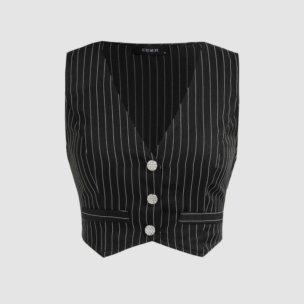 Cider NWT Stripe Rhinestone Button Vest